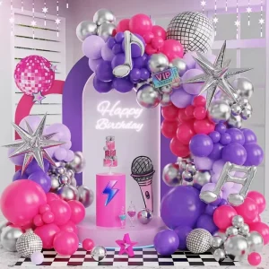 90s Disco Tiktok Balloons Arch Kit Garland for Concert Disco Music Note Party Decoration Supplies