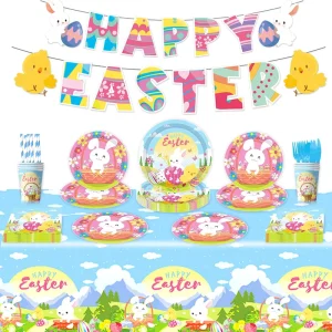 92Pcs/Set Festive Series Kit Party Supplies Disposable Tableware Set for Christmas Valentine Easter Party Tableware Decor