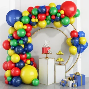 96 PCS Red Green Blue Yellow Balloons for Wedding Birthday Circus Carnival Party Decorations Latex Balloons Garland Arch Kit