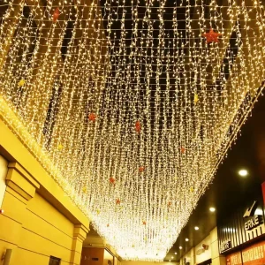 96LED ICICLE String Lights Outdoor Waterproof Festive LED Curtain Garland for Garden Mall Party Christmas & Wedding Celebration