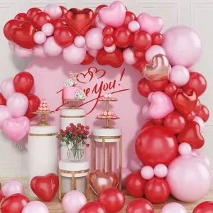 97pcs Valentine Backdrop Decoration Balloon Garland Arch Kits for Lovers Day Decor Wedding Photo Prop Valentine’s Day Balloons