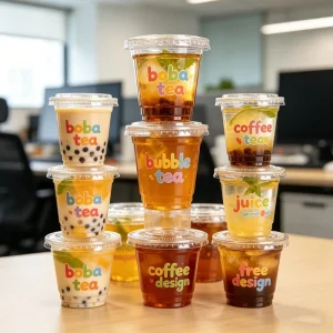 9oz 12oz 16oz 20oz Custom Clear PET PP Plastic Cup Disposable Cold Drink Cup for Bubble Tea Dirty Shot Cup Glass Coffee with Lid