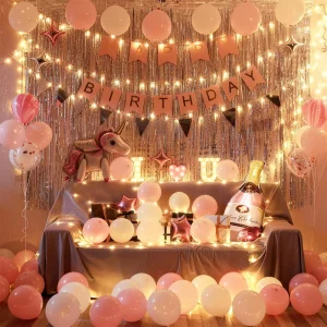 A Set of Latex and Aluminum Birthday Balloons for Birthday Celebrations Serving As Decorations and Party Supplies
