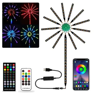 APP+Rmt Ctrl Music Sync RGB LED Firework Light Festoon Meteor Marquee Garland for Holiday Party Wedding Christmas Event