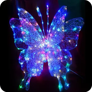 Acrylic Butterfly Christmas Ornament LED Fairy Lights Wireless Control IP65 Waterproof for Outdoor Garden Holiday