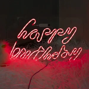 Acrylic Flower Shape RGB LED Neon Lights Happy Birthday Creative Bar Bedroom Atmosphere Decoration Night Lights