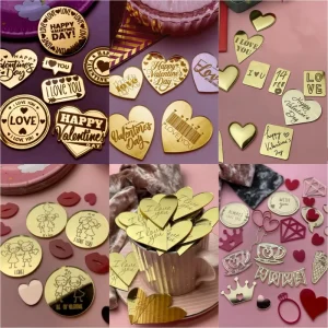 Acrylic Heart-Shaped Cake and Cupcake Decoration for Valentine’s Day