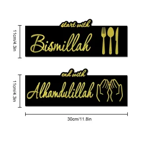 Acrylic Mirror Ramadan Wall Art Islamic Home Decor Bismillah to Alhamdulillah Eid Mubarak Muslin Party Decorations