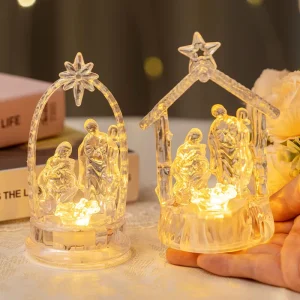 Acrylic Transparent LED Religious Holy Family Ornament