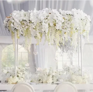 Acrylic Wedding Center Home Wedding Party Decorations with Artificial Flowers for Your Special Event