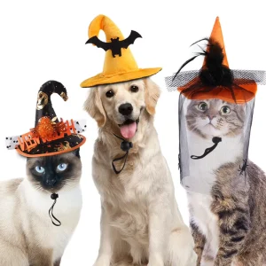 Adjustable Solid Modern Witch Hat Costumes for Dogs Cats Halloween Christmas Decorative Hats Eco Friendly Polyester Pet Cosplay