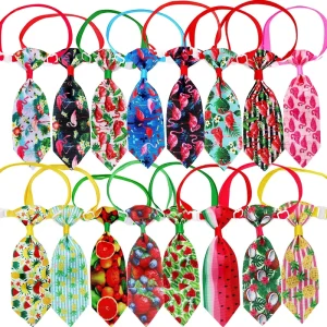 Adjustable Tropical Flamingo & Fruit Print Pet Necktie for Small Dogs Cats