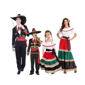 Adult Carnival Traditional Mexican Folk Cinco De Mayo Dancer Dress for Halloween Costume