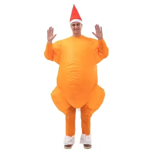 Adult Christmas Fancy Dress Cosplay Costume Inflatable Roast Turkey Mascot Halloween Waterproof Polyester Fabric for Height