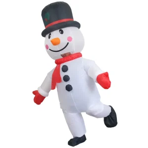Adult Christmas Snowman Costume Inflatable Blow Up Festive Mascot for Party Decorations and Dress Up Outfit