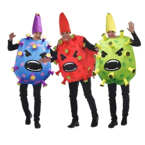 Adult Halloween Costumes Funny Party Germs Cosplay Costume Bacteria Cosplay Suit With Hat