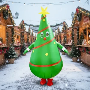 Adult Inflatable Christmas Tree Costume Funny Blow Up Party Costume for Winter Festival Parade Promotion