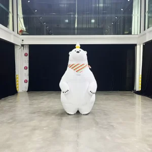 Adult Inflatable White Polar Bear Mascot Costume with Ice Cream Wearable Walking Polar Bear Cartoon Costumes for Advertising