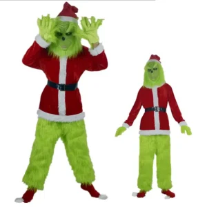 Adult Male Christmas Costume Halloween Set Green Christmas Party Costume Set