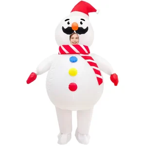Adult Party Costume Inflatable Snowman Christmas Costume 190T Polyester Requires 4 AA Batteries