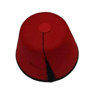 Adult Red Fez Tarboush Hat with Black Tassel Novelty Turkish Ottoman Hat for Halloween Cosplay Unisex Party Accessory