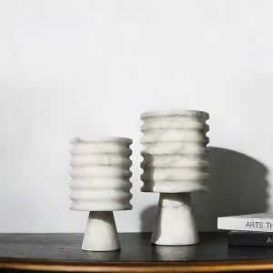 Advanced Art Deco Marble Vase Ornament Handicraft Home Decor for Living Room Coffee Table