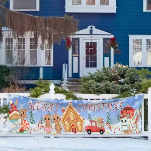 Advertising Sublimation Christmas Festival Decoration Party Front Door Cover Custom Polyester Flag Banner