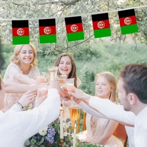 Afghanistan Small Pennant String Flag Polyester Afghan Country Bunting Flag for Party Sports Decor