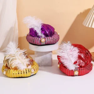 Aladdin Feather Hat Masquerade Adult Children’s Party Hats Prince Kings Hats Arab Headwear