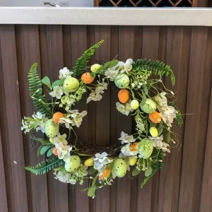 All-Season Durable Waterproof Artificial Flower Wreaths for Decorative Window Display Faux Greenery Easter Flowers