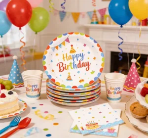 All in One Happy Birthday Disposable Party Set Table Decor Colorful Birthday Disposable Party Set Kids & Adults Party Supplies