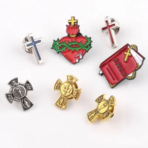 Alloy Enamel Cross Brooch Catholic Christian Religious Sacred Heart Cross Bible Holy Spirit Dove Enamel Lapel Pin