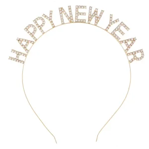 Alloy HAPPY NEW YEAR Headband for New Year Decoration Christmas Backdrop Decor New Year Photo Props Metal Hairband Headbands