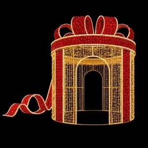 Aluminum CE Certified Walk-Though IP65 LED Holiday Gift Box Archway Motif Light for Christmas Market Town Center