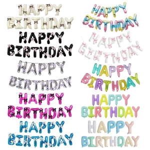 Aluminum Foil Material Ins Style Screen Printing Letter Shaped Parities Balloon Set for Children Birthday Party Venue Decoration