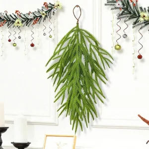 American Handmade Eco Friendly Christmas Decorations with Copper Finish Including Upside down Brooms Foxes Green Pine Needles