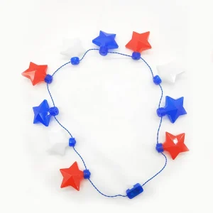 American Independence Day Party Glowing Ornaments LED Light up Five-pointed Star Necklace