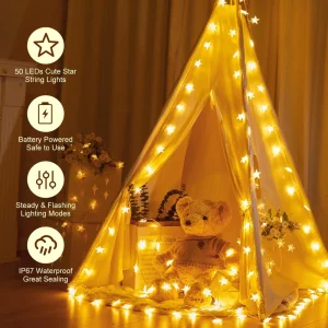 Amusement Design LED Star String Lights Transparent Wire Fairy Lights Battery Operated Twinklight for Christmas Parties Decor