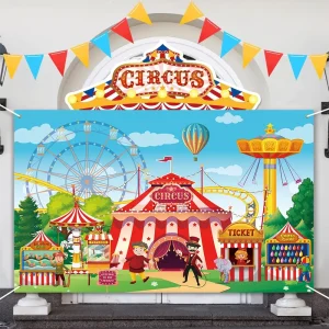 Amusement Park Carnival Party Decoration Backdrop Background Children’s Play Circus Theme Decoration Background Banner