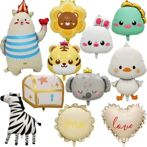 Animal Series Zebra Flower Bear Duck Treasure Box Cartoon Aluminum Foil Balloons for Children’s Birthday Decorations