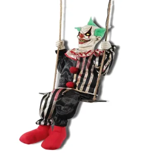 Animated Halloween Decoration Animatronics Large Electric Decoration Haunted House Horror Swing Glowing Eyes Skeleton Clown Prop