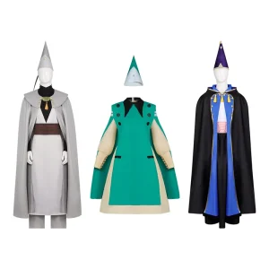 Anime Witch Hat Atelier Coco Qifrey Cosplay Costume Magician Robe Cloak Belt Pointed Hat Set Halloween Carnival Cosplay Outfit