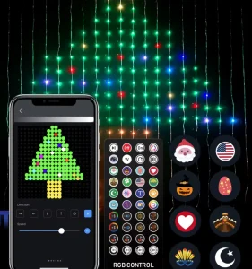 App Control Christmas Smart RGB Curtain Indoor DIY LED Decorative Curtain Lights