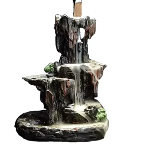Aroma Diffusing Sky Blue Back Flow Incense Burner Resin Holder Anti Odour Function Indian Sandalwood Cones Waterfall Design OEM