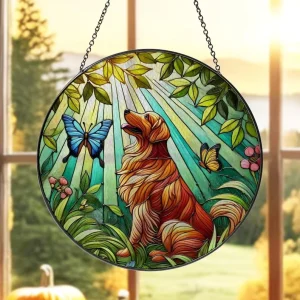 Art Deco Handcrafted Pendant DIY Garden Suncatcher Stained Glass Sunflower Decoration 20-50CM