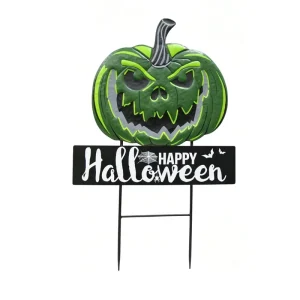 Art Deco Metal Halloween Mask Black Green Color Outdoor Seasonal Decoration for Garden and Yard