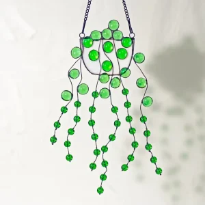 Art Deco Stained Glass Pothos Leaf Square Round Suncatcher Customizable Home Garden Window Hanging Decor Gift for Anniversary