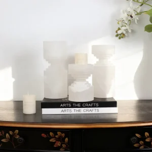 Art Deco Style Handcrafted Geometric Marble Candle Holder Home Dining Room Living Room Model Room Desktop Decoration Ornament