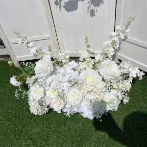 Artificial Aisle Flowers Ground Flowers Floor Flowers White Roses with Delphinium for Wedding Decoration & Party