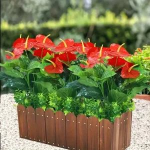 Artificial Anthurium Potted Plants Lifelike Large Floor Bonsai for Living Room Garden Wedding Photography Decoration